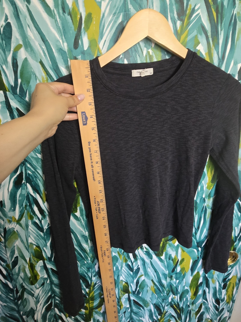 rag & bone Women's Charcoal Ribbed Long-Sleeve Tee - Picture 4 of 7